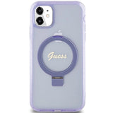 Guess Ring Stand Script Glitter MagSafe case for iPhone 11 / Xr - purple