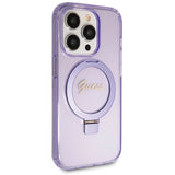 Guess Ring Stand Script Glitter MagSafe case for iPhone 13 Pro Max - purple
