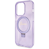 Guess Ring Stand Script Glitter MagSafe case for iPhone 13 Pro Max - purple