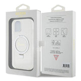 Guess Ring Stand Script Glitter MagSafe case for iPhone 15 / 14 / 13 - transparent