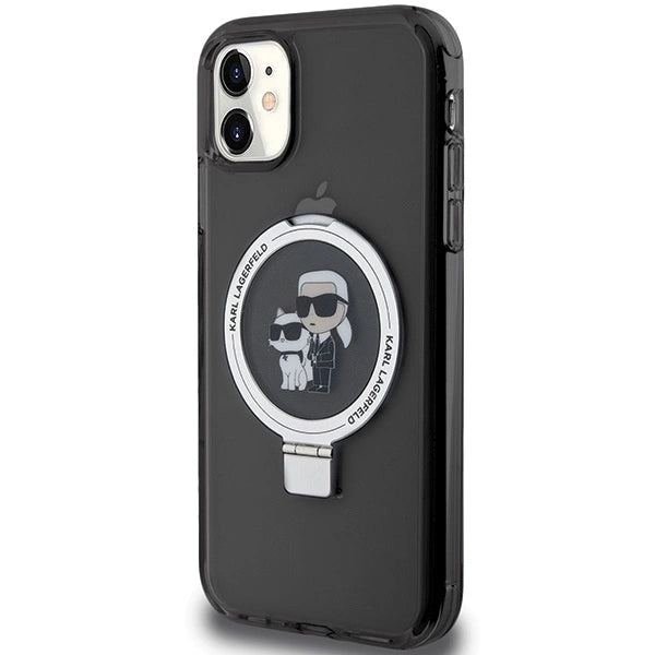 Karl Lagerfeld Ring Stand Karl&Choupette MagSafe case for iPhone 11 / Xr - black