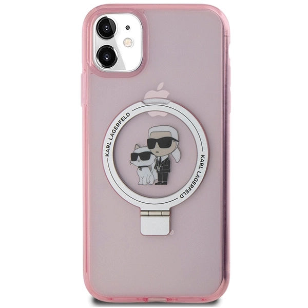 Karl Lagerfeld Ring Stand Karl&Choupette MagSafe case for iPhone 11 / Xr - pink