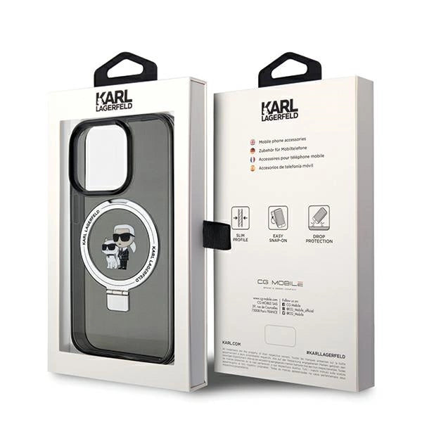 Karl Lagerfeld Ring Stand Karl&Choupette MagSafe case for iPhone 13 Pro Max - black