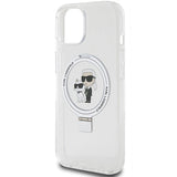 Karl Lagerfeld Ring Stand Karl&Choupette MagSafe case for iPhone 14 / 15 / 13 - white
