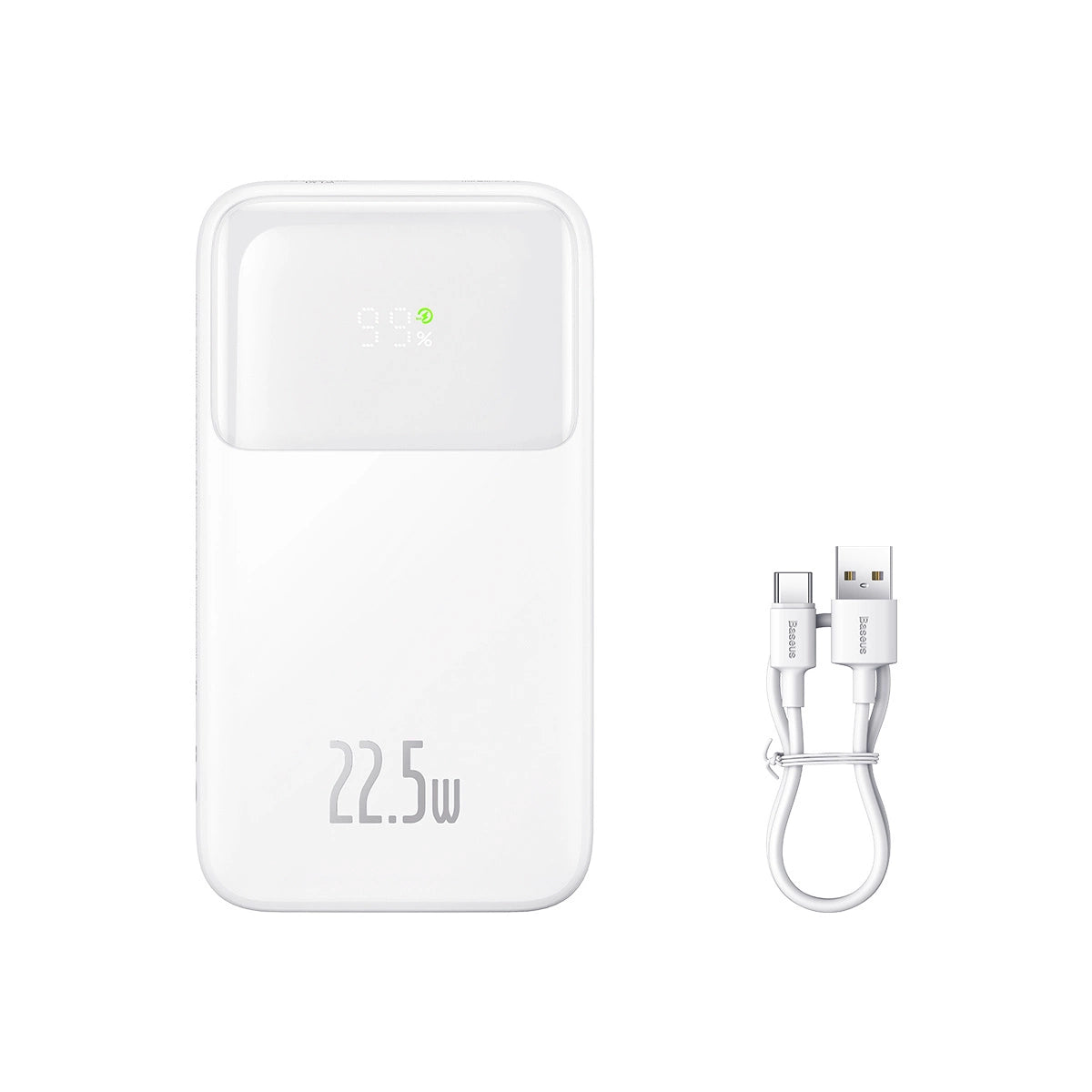 Baseus Comet Series powerbank med display 10000mAh 22.5W - hvid + USB-A - USB-C kabel