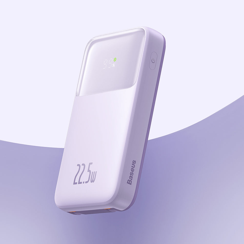 Baseus Comet Series powerbank med display 20000mAh 22.5W - lilla + USB-A / USB-C kabel