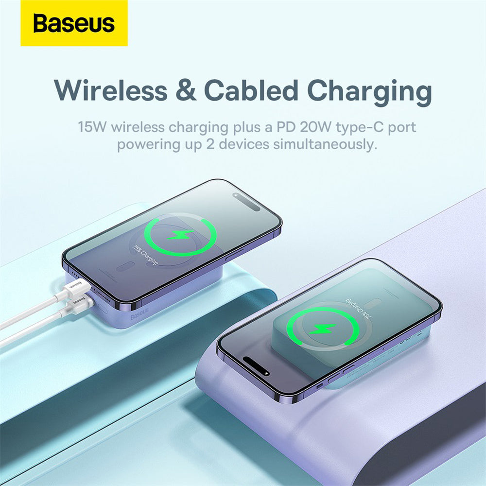 Baseus Magnetic Mini 20000 mAh 20W Powerbank - lilla + USB-C / USB-C kabel
