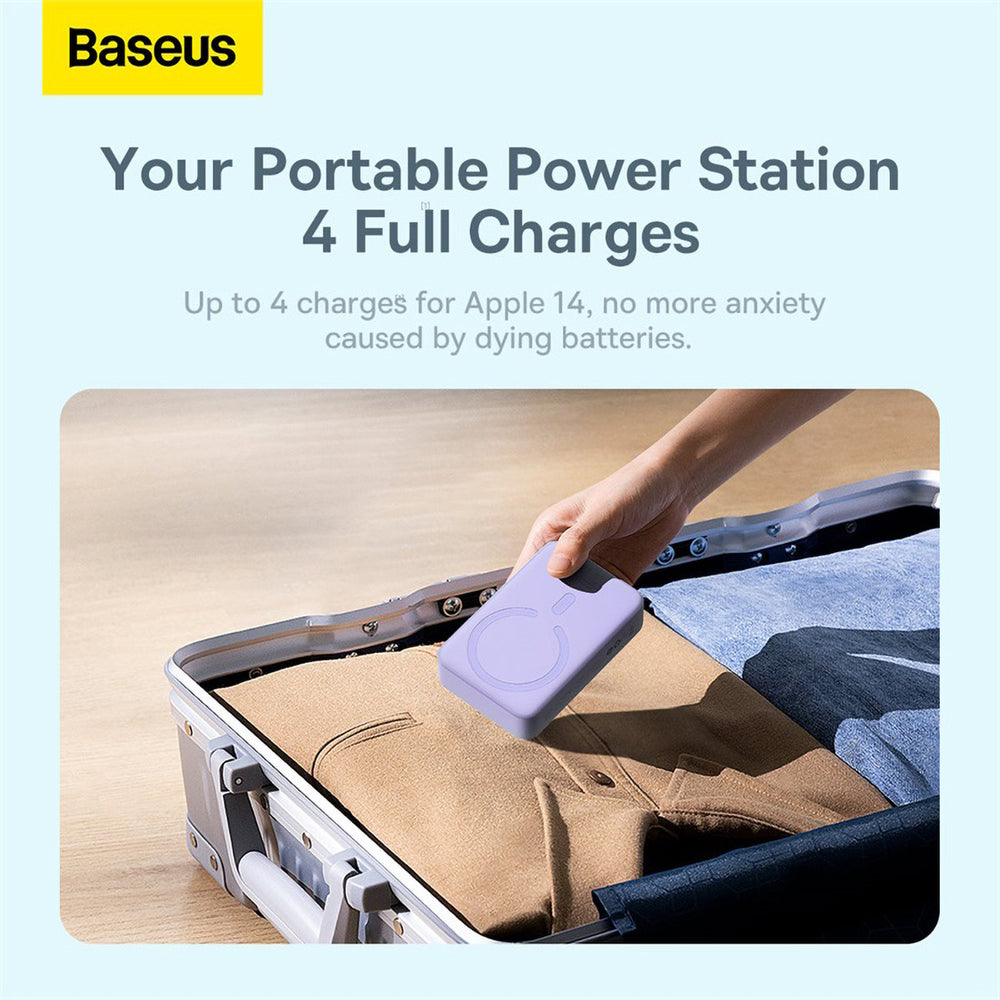 Baseus Magnetic Mini 20000 mAh 20W Powerbank - lilla + USB-C / USB-C kabel