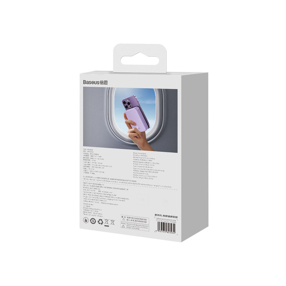 Baseus Magnetic Mini 20000 mAh 20W Powerbank - lilla + USB-C / USB-C kabel