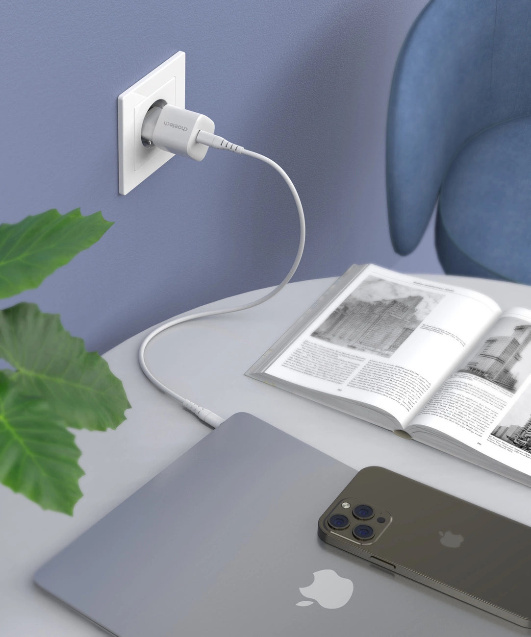 Choetech PD5007 USB-C PD 30W GaN vægoplader - hvid