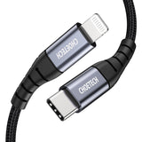 Choetech IP0039 USB-C / Lightning MFi-kabel, 1,2 m lang - sort