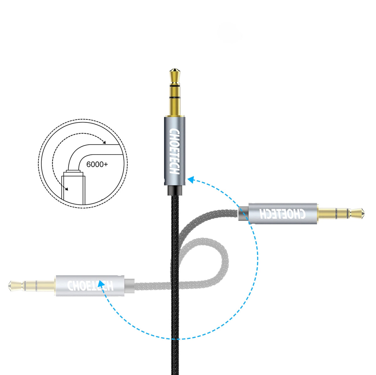 Choetech AUX002 kabel mini-jack 3,5 mm (han) / mini-jack 3,5 mm (han) 1,2 m - sort