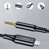 Choetech AUX007 Lighting / mini jack 3,5 mm kabel 1 m - sort