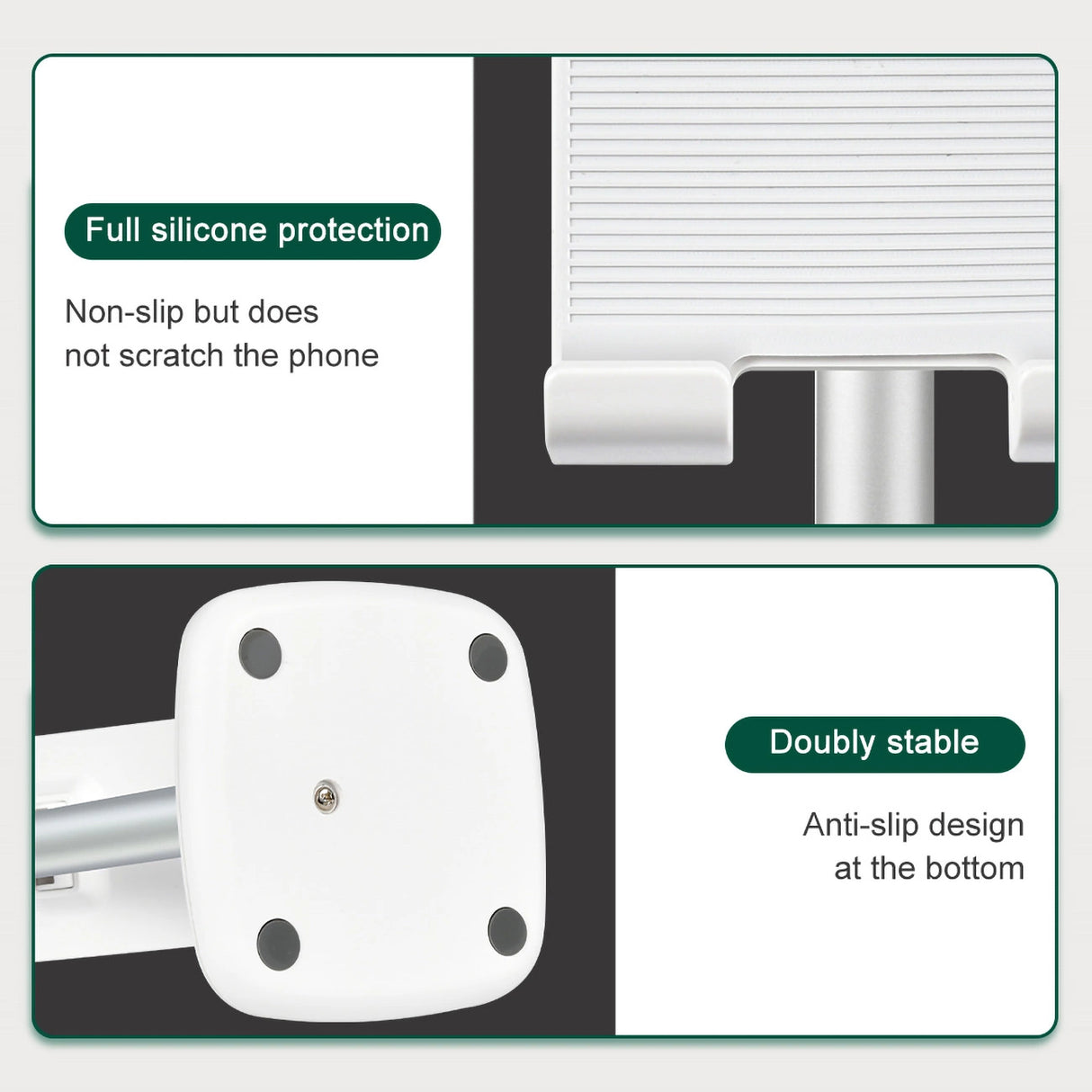 Choetech H035 aluminium stand til en telefon eller tablet med justering - hvid og sølv