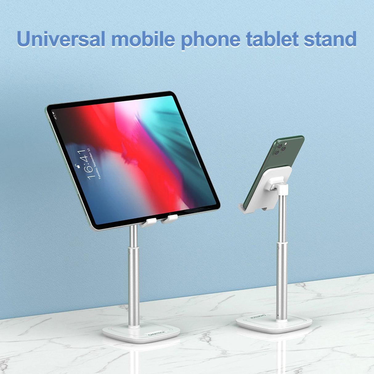 Choetech H035 aluminium stand til en telefon eller tablet med justering - hvid og sølv