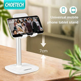 Choetech H035 aluminium stand til en telefon eller tablet med justering - hvid og sølv