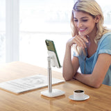 Choetech H035 aluminium stand til en telefon eller tablet med justering - hvid og sølv