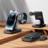 Joyroom JR-WQS02 iPhone AirPods Apple Watch 4in1 opladningsstation foldbar - sort