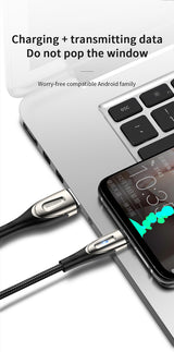 Joyroom Sharp Series S-M411 USB-A / micro USB 3A 1.2m Kabel med opladningsanvisning - sort