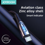 Joyroom Sharp Series S-M411 USB-A / micro USB 3A 1.2m Kabel med opladningsanvisning - sort