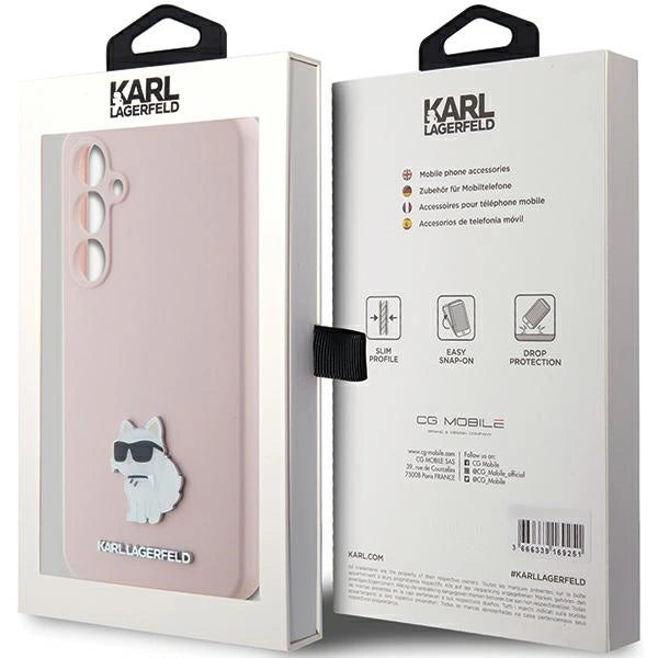 Karl Lagerfeld Silicone Choupette Metal Pin case for Samsung Galaxy S23 FE - pink