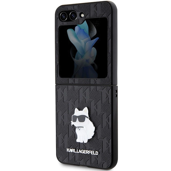 Karl Lagerfeld Saffiano Monogram Choupette Pin case for Samsung Galaxy Z Flip 5 - black
