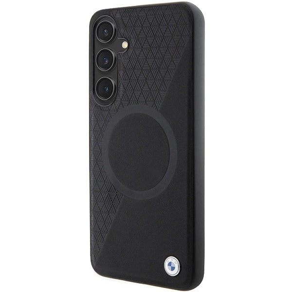 BMW BMHMS24M23RTPK S24+ S926 black/black hardcase Signature Leather Half Textured & Circle MagSafe