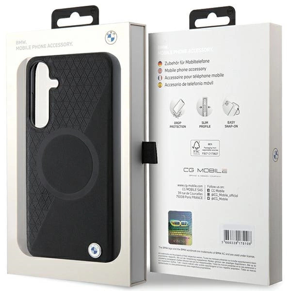 BMW BMHMS24M23RTPK S24+ S926 black/black hardcase Signature Leather Half Textured & Circle MagSafe