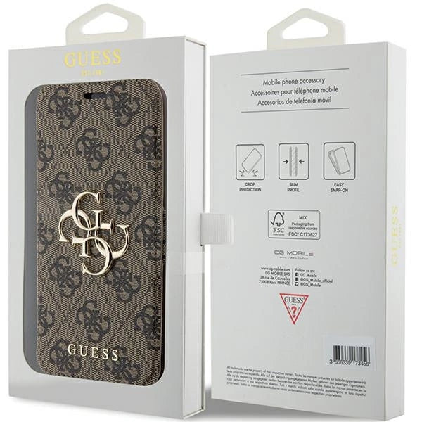 Guess 4G Metal Logo case for iPhone 15 Pro - brown