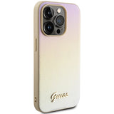 Guess Saffiano Iridescent Script case for iPhone 14 Pro - gold