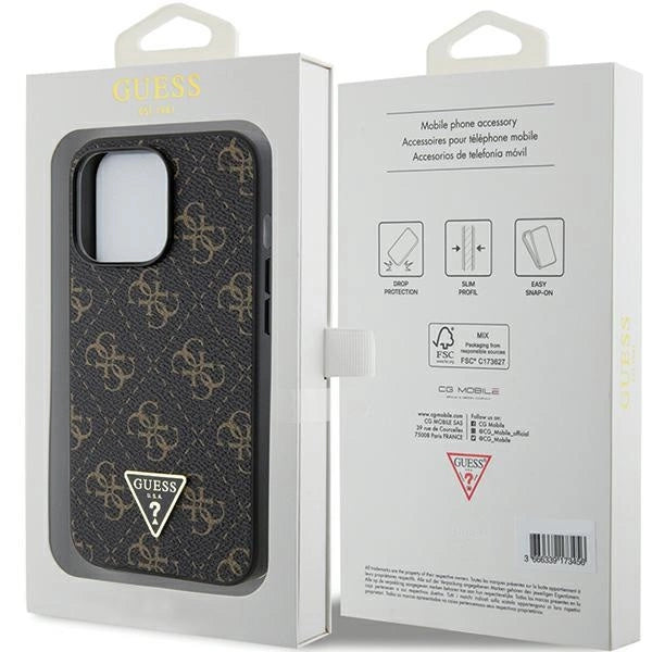 Guess 4G Triangle Metal Logo case for iPhone 14 Pro Max - black