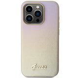 Guess Saffiano Iridescent Script case for iPhone 14 Pro Max - gold