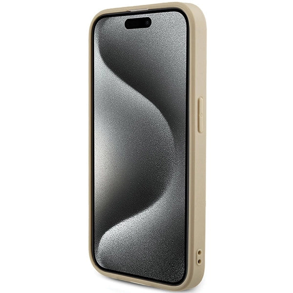 Guess Saffiano Iridescent Script case for iPhone 14 Pro Max - gold