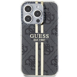 Guess IML 4G Gold Stripe-fodral til iPhone 15 Pro - sort