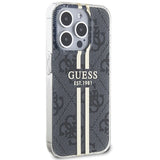 Guess IML 4G Gold Stripe-fodral til iPhone 15 Pro - sort