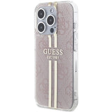 Guess IML 4G Gold Stripe-fodral til iPhone 15 Pro - pink