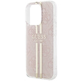 Guess IML 4G Gold Stripe-fodral til iPhone 15 Pro - pink