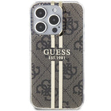 Guess IML 4G Gold Stripe-kasse til iPhone 15 Pro - brun