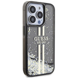 Guess Liquid Glitter Gold Stripes case til iPhone 15 Pro - sort