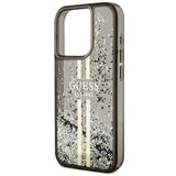 Guess Liquid Glitter Gold Stripes case til iPhone 15 Pro - sort
