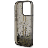 Guess Liquid Glitter Gold Stripes case til iPhone 15 Pro - sort