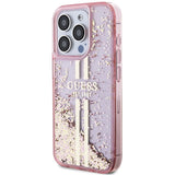 Guess Liquid Glitter Gold Stripes case til iPhone 15 Pro - pink