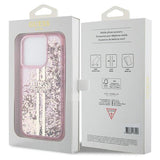 Guess Liquid Glitter Gold Stripes case til iPhone 15 Pro - pink