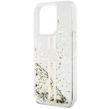 Guess Liquid Glitter Gold Stripes case til iPhone 15 Pro - gennemsigtig
