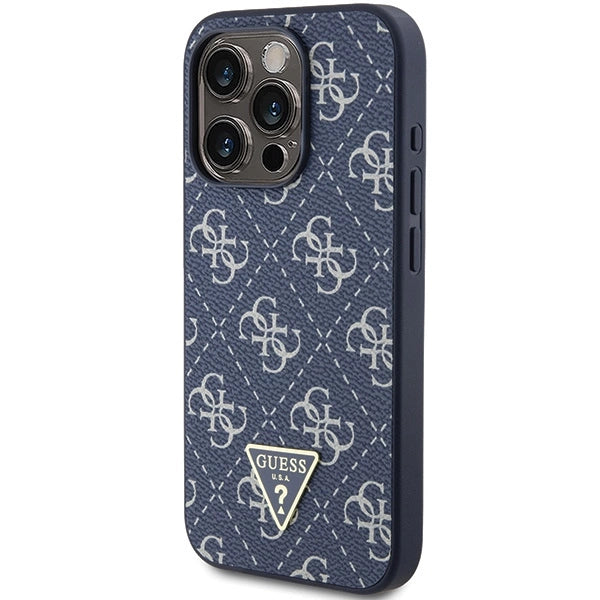 Guess 4G Triangle Metal Logo case for iPhone 15 Pro - blue