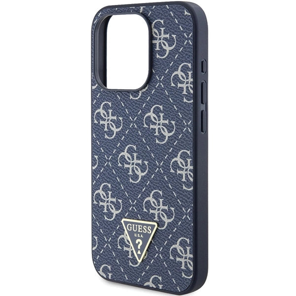 Guess 4G Triangle Metal Logo case for iPhone 15 Pro - blue