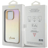 Guess Saffiano Iridescent Script case for iPhone 15 Pro - gold