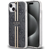Guess IML 4G Gold Stripe case for iPhone 15 Plus / 14 Plus - black