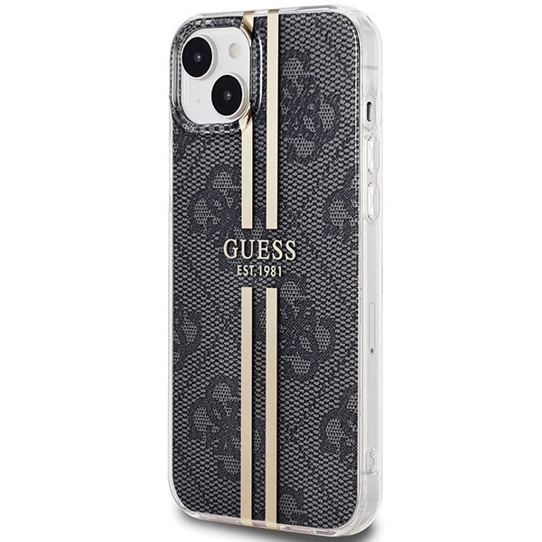 Guess IML 4G Gold Stripe case for iPhone 15 Plus / 14 Plus - black