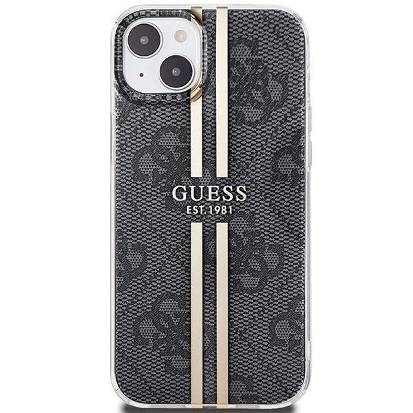 Guess IML 4G Gold Stripe case for iPhone 15 Plus / 14 Plus - black